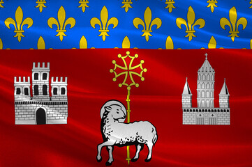 Flag of Toulouse in Haute-Garonne in Occitanie is a Region of France