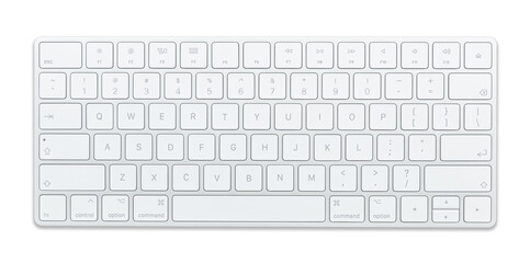 Modern aluminum computer keyboard isolated on a white background