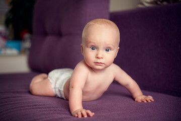 Cute little boy looking at the camera.
Beautiful smiling cute baby