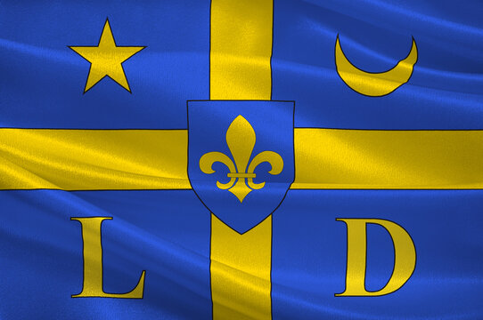 Flag of Lodeve in Herault of Occitanie is a Region of France