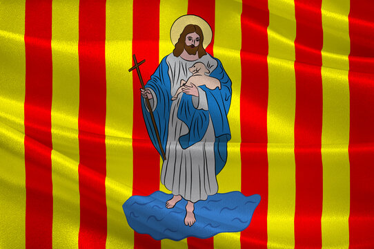 Flag of Perpignan in Pyrenees-Orientales of Occitanie is a Region of France