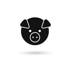 Pig black icon. Piggy face. Vector illustration.