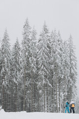 person in winter forest