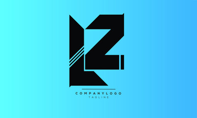 LZ initials monogram letter text alphabet logo design - obrazy, fototapety, plakaty