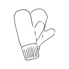 Baby mittens vector sketch icon isolated on background. Hand drawn Baby mittens icon. the mittens, vector sketch illustration