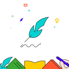 Goose feather filled line icon, simple illustration