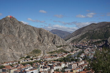 Fototapeta na wymiar A view from Amasya on a sunny day