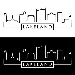 Lakeland Florida skyline. Linear style. Editable vector file.