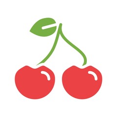 Cherry Flat Icon Color Design Vector Template Illustration