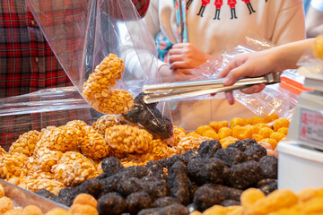 China, Spring Festival, Taipei, New Year Street, people, sweets, Taiwanese rice crispy