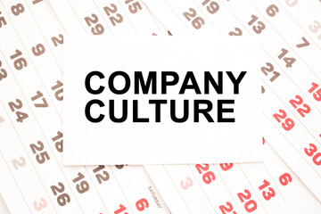 text COMPANY CULTURE on a sheet from Notepad.a digital background. business concept . business and Finance.