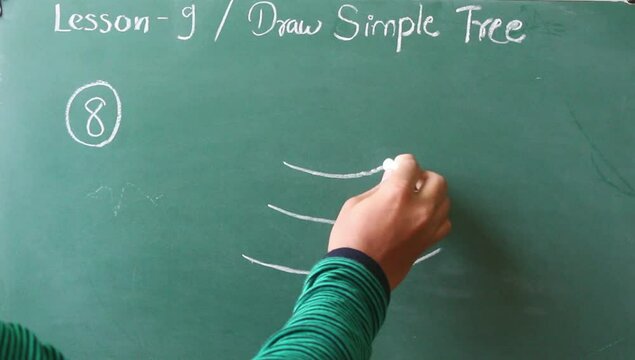 Drawing Christmas Tree on chalkboard by hand Learning Background