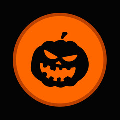 Black pumpkin circle icon. Vector.