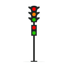 Traffic light for cars and pedestrians on a white background