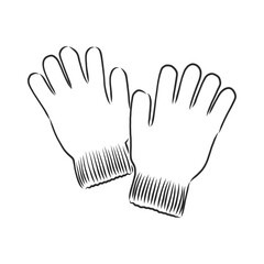 Obraz premium Sketch of winter gloves, vector illustration isoltaed on white background, pair of gloves, gloves, vector sketch illustration
