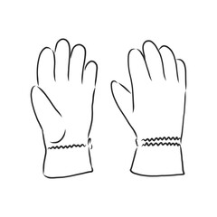Sketch of winter gloves, vector illustration isoltaed on white background, pair of gloves, gloves, vector sketch illustration