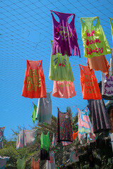 Hanging t-shirts for full moon party, Haad Rin, Koh Phangan, Thailand, Asia