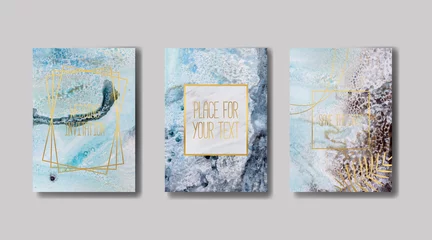 Rolgordijnen  liquid marble with gold. flyer, business card, flyer, brochure, poster, for printing. trend vector © chikovnaya