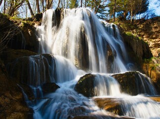 Fototapeta na wymiar Waterfall in the spa Lucky pod Velkym Chocom in Slovakia.
