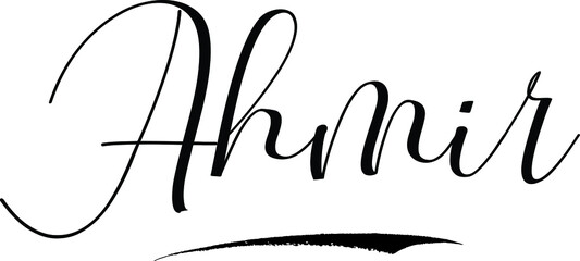 Obraz premium Ahmir -Male Name Cursive Calligraphy on White Background