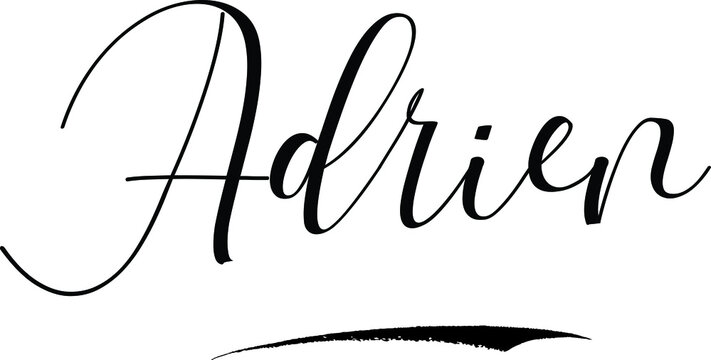 Adrien -Male Name Cursive Calligraphy on White Background