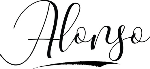 Obraz premium Alonso -Male Name Cursive Calligraphy on White Background