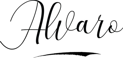 Obraz premium Alvaro -Male Name Cursive Calligraphy on White Background