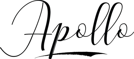 Apollo -Male Name Cursive Calligraphy on White Background