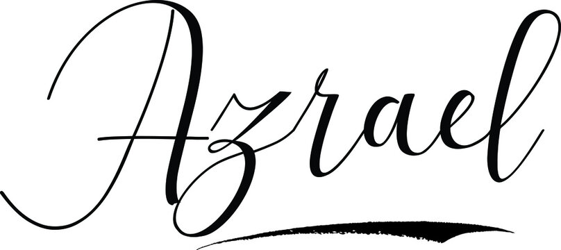 Azrael -Male Name Cursive Calligraphy on White Background