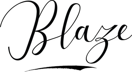 Blaze -Male Name Cursive Calligraphy on White Background