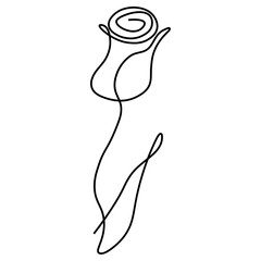 Beautiful flower in minimal line style. Modern fashion linear poppy for logo, emblem template. Vector illustration - Rose