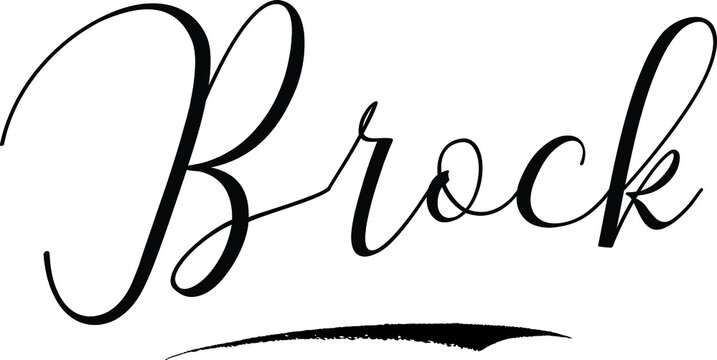 Brock -Male Name Cursive Calligraphy on White Background