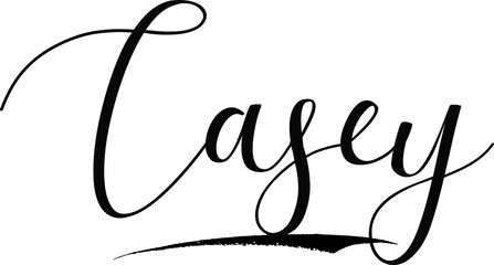  Casey -Male Name Cursive Calligraphy on White Background