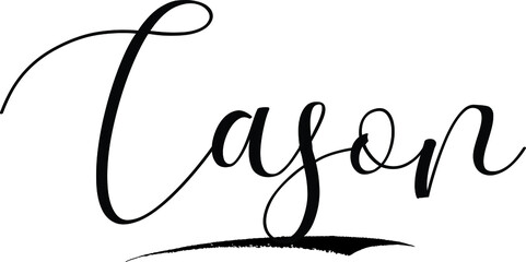Cason -Male Name Cursive Calligraphy on White Background