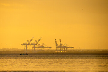 Fototapeta na wymiar Sunset Fishing on the Bay of Mobile
