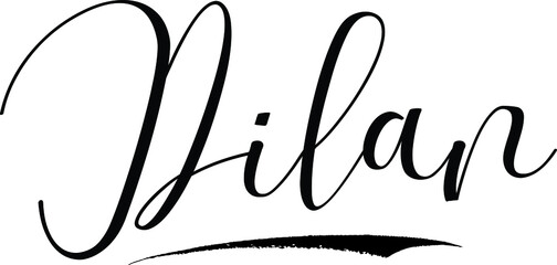 Obraz premium Dilan -Male Name Cursive Calligraphy on White Background