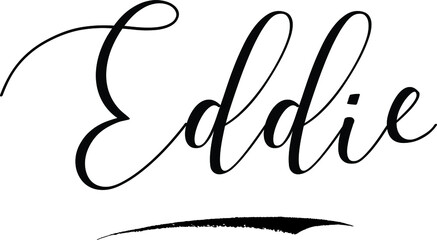 Eddie -Male Name Cursive Calligraphy on White Background