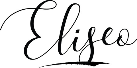 Eliseo -Male Name Cursive Calligraphy on White Background