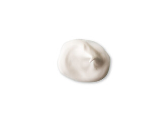 Color corrector strokes isolated on white background. White cream smudge smear swatch sample. Makeup foundation creamy texture.
