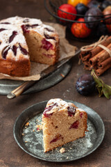 Rustic plum cake with cinnamon