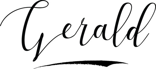Gerald -Male Name Cursive Calligraphy on White Background