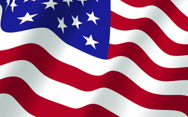 Obraz premium the US flag flapping in the wind. Vector illustration. Election day and 4th of July holiday