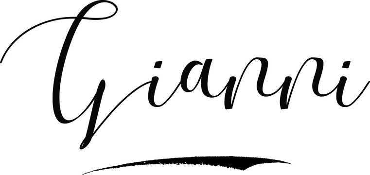 Gianni -Male Name Cursive Calligraphy on White Background