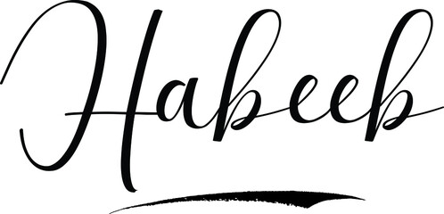 Habeeb -Male Name Cursive Calligraphy on White Background
