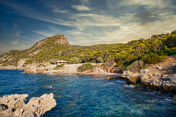 Fototapeta na wymiar Beautiful landscape of wild Sterna beach, Mediterrenian sea, Greece