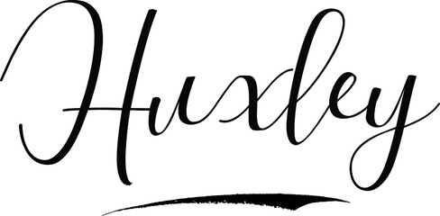 Huxley -Male Name Cursive Calligraphy on White Background