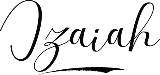 Izaiah -Male Name Cursive Calligraphy on White Background