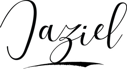 Jaziel -Male Name Cursive Calligraphy on White Background