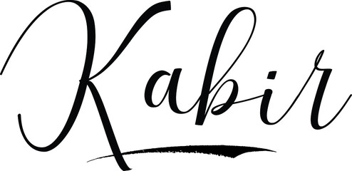  Kabir -Male Name Cursive Calligraphy on White Background