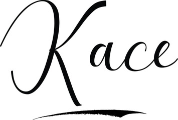  Kace -Male Name Cursive Calligraphy on White Background